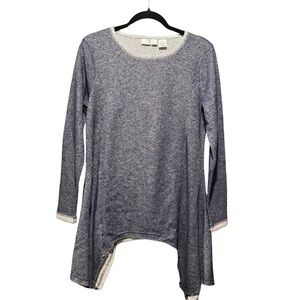 oSo Casuals Blue Asymmetrical Long Sleeve Knit Denim-look Tunic NWOT